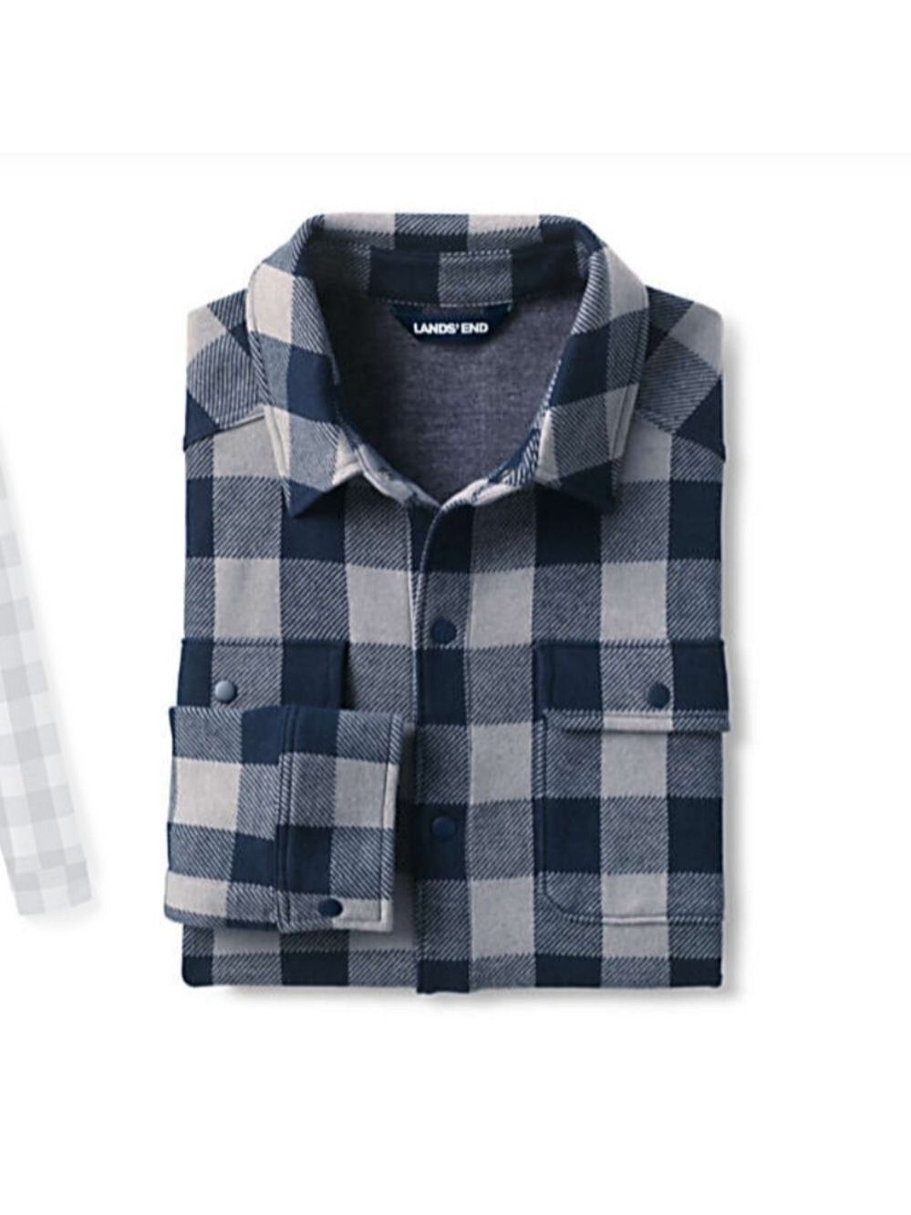 Lands End Long Sleeve Brushed Jacquard Shirt - Picture 2 of 7